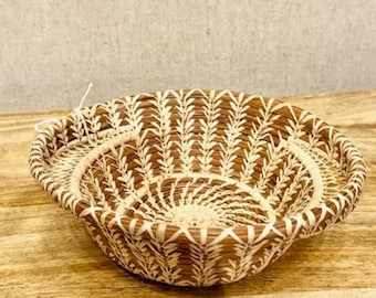 8" Pine Needle Haida Handwoven Basket with Handles