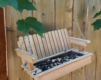 Bird Feeder - Cypress Porch Swing Bird Feeder: Louisiana Wood, Hanging Hardware