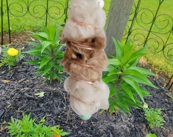Handcrafted Alpaca Fiber Bird Nesting Kit: Copper Holder & Refill