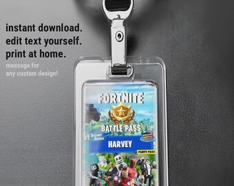 Custom Video Game Birthday Party Lanyard & Invitation Template (Digital Download)