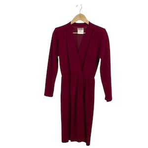 Vintage Yves Saint Laurent Burgundy Wool Wrap Dress, size 36