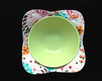 MICROWAVE BOWL COZY, Bowl Potholder, Decorative Bowl Holder, Hot Soup, Ice Cream, Flowers and Butterflies Pink Cozies