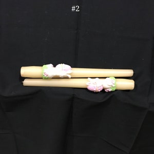 Choice Taper Candles in Green, Cream / White & Pink Floral, Fragrant Decorative, Vintage 1970s Item #2