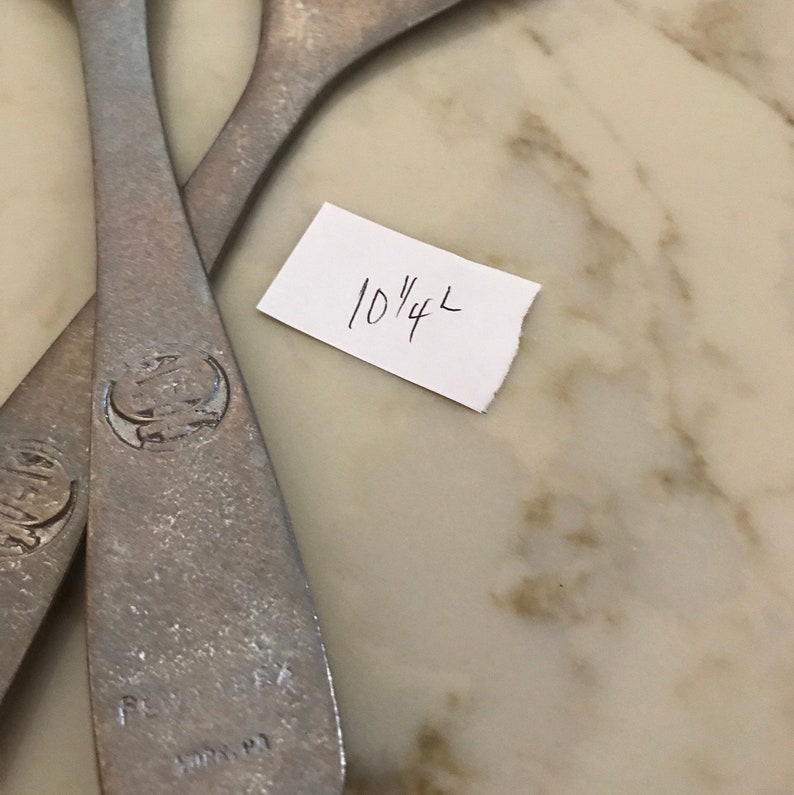 Vintage Faux Zinn Aluminium Salatlöffel und Gabel von Pewtarx | Etsy