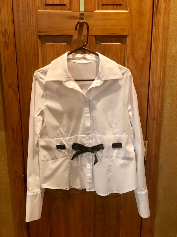 Black Ribbon Button-Down Blouse Black Ribbon Button-Down Blouse