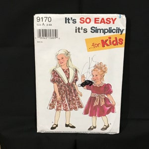 Original Pattern by Simplicity for Kids, Girl or Toddler Dress It&#39;s So Easy Pattern, Size A 2 - 6X, 9170, Vintage Retro 1970s
