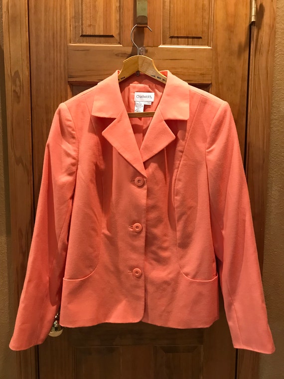 Coral Orange Wool Blazer or Jacket Size 16 by Chadwicks Vintage