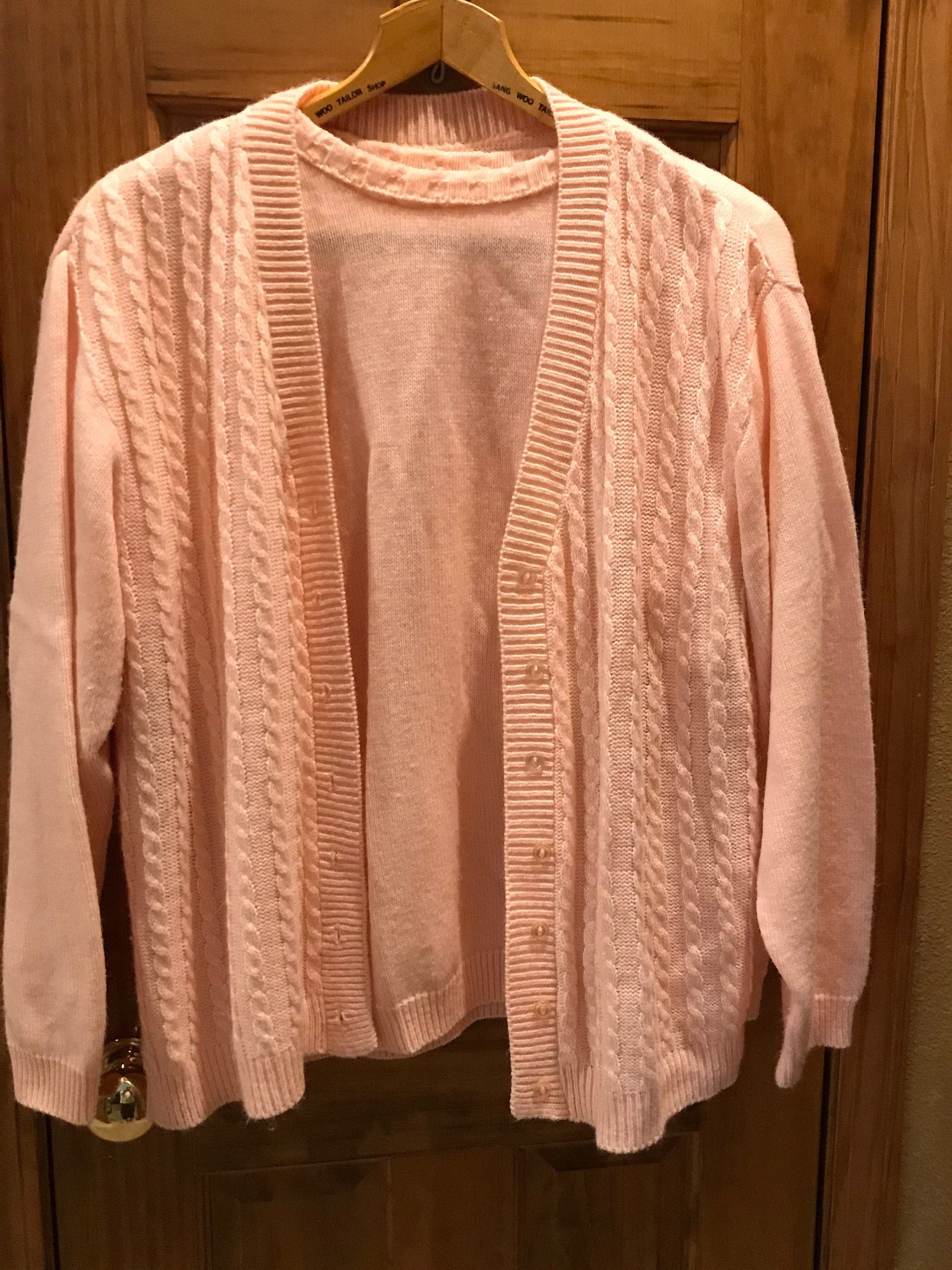 Peach 2 Piece Set Cardigan Sweater w/ Crew or Mock Neck Shell Etsy
