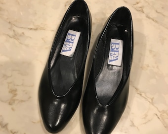 Slip-ons, Sandals, Shoes, or Flats, Black Leather Dress or Casual, from Classics by BFA, Size 8, Vintage