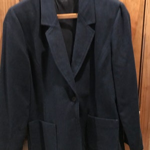 Women&#39;s Black, Wool Dress Suit, Blazer or Jacket, Size 13 / 14, 1990s