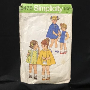 Original Girl Toddler&#39;s Dress Pattern, Size 2, Breast 21, Simplicity 5478, 1960s