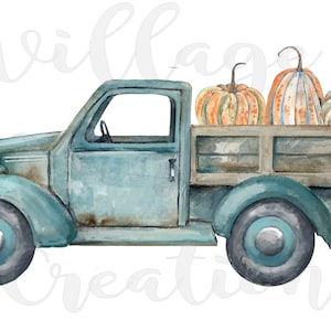 Fall truck with pumpkins PNG file download for Sublimation, DTF, etc