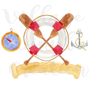 Ship wheel, map, anchor PNG file download for Sublimation, DTF, etc
