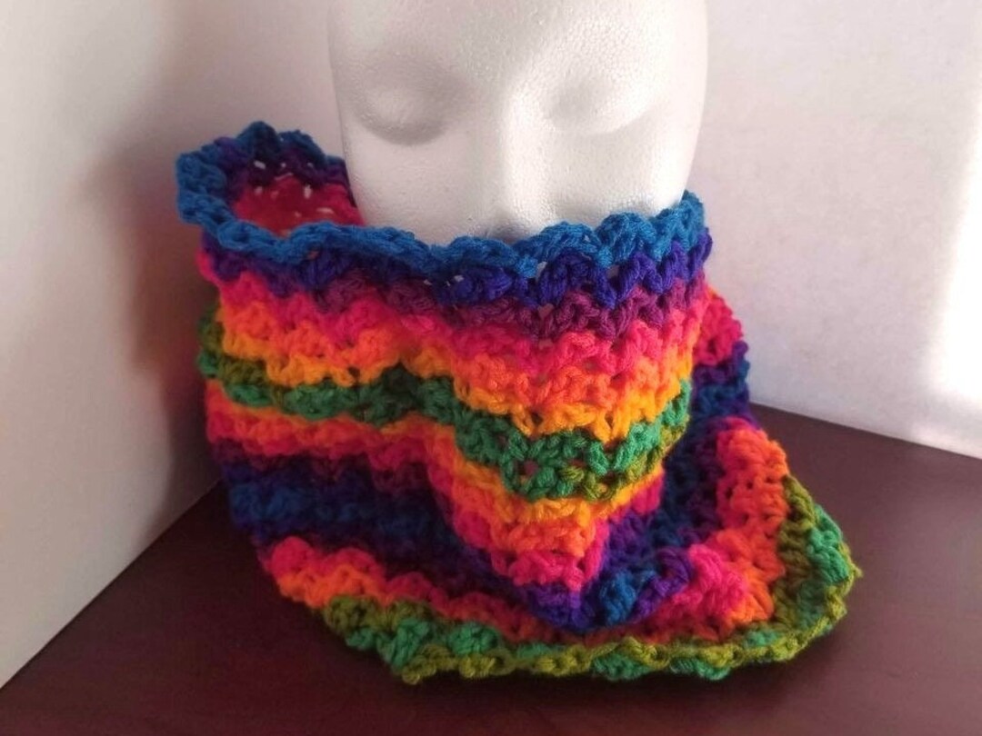 Rainbow Infinity Cowl Scarf LGBTQ Pride Hand Knitted Handmade Unisex - Etsy