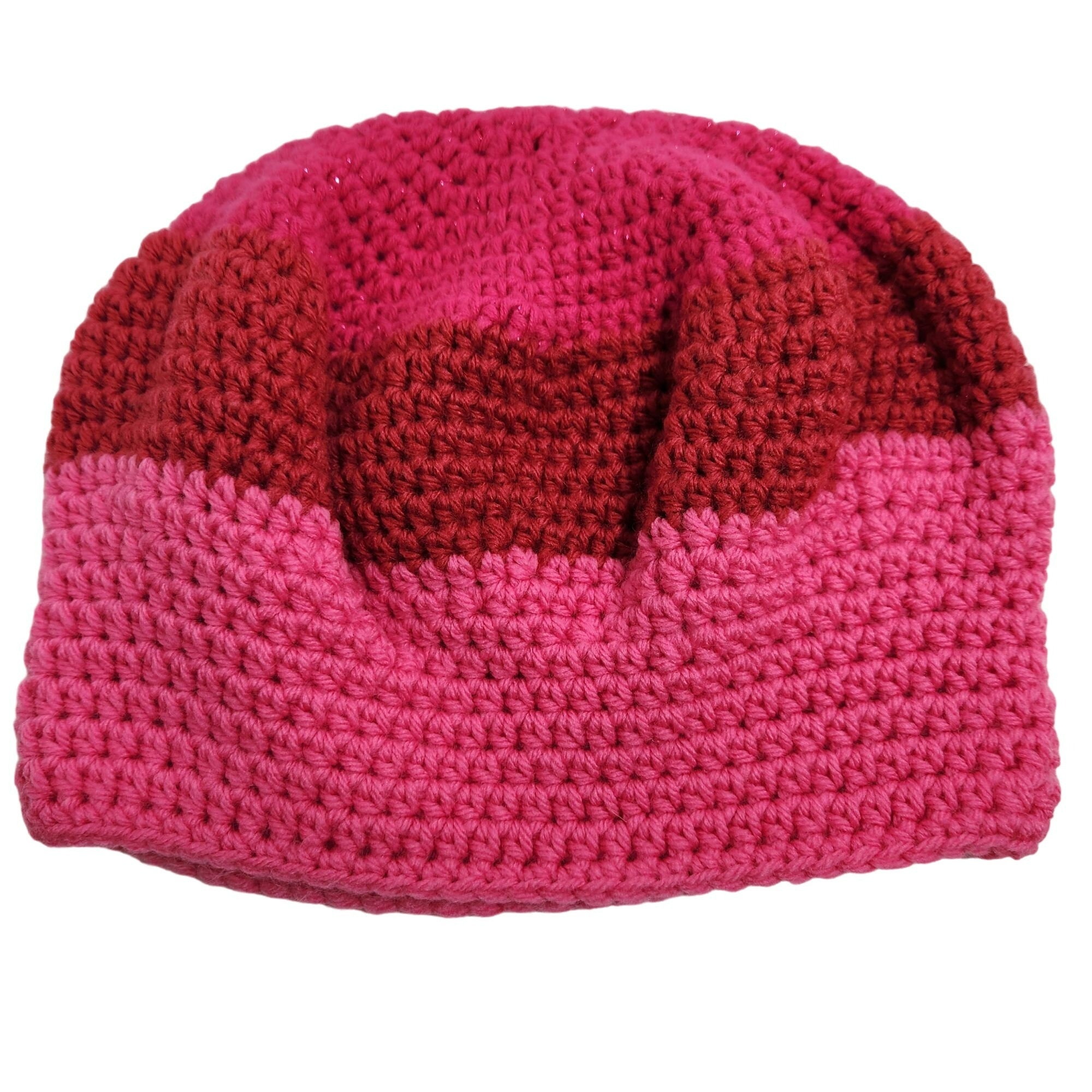Slouchy Beret Beanie Hat Shades of Pink Raspberry - Etsy display picture 1