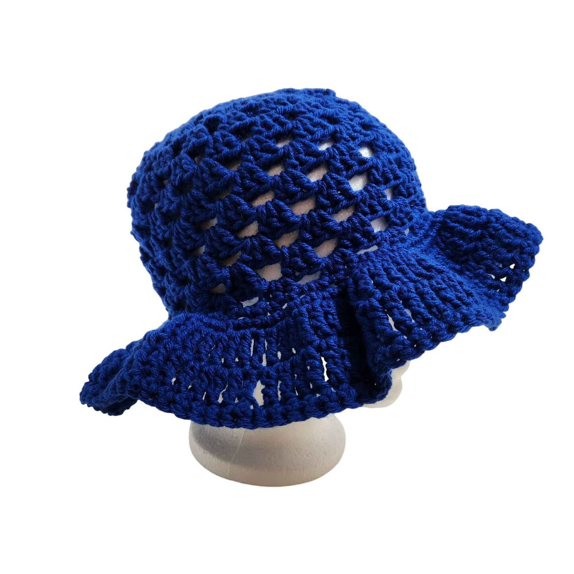 帽子 sol soonerorlaterHand-knitted Bucket Hat Bucket Hat Granny Sunflower Handknit Blue White Yellow Sun Hat - Etsy