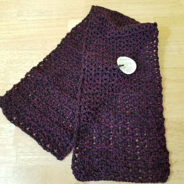 NEW ORIGINAL Purple Black Handmade Knitted Adult or Teen Scarf 34"