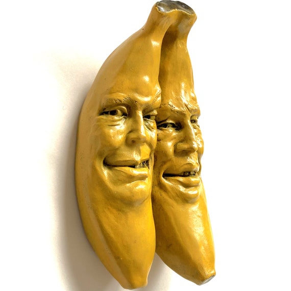 Xisakaca Handgefertigte Bananen-Wandskulptur Aus Harz – Lustige Fruchtdeko Für Wohnzimmer, Büro Oder Küche, Gelb