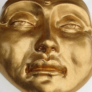 Tranquil Golden Zen Buddha Ornamental Wall Sculpture, Cast Stone Decor Accent