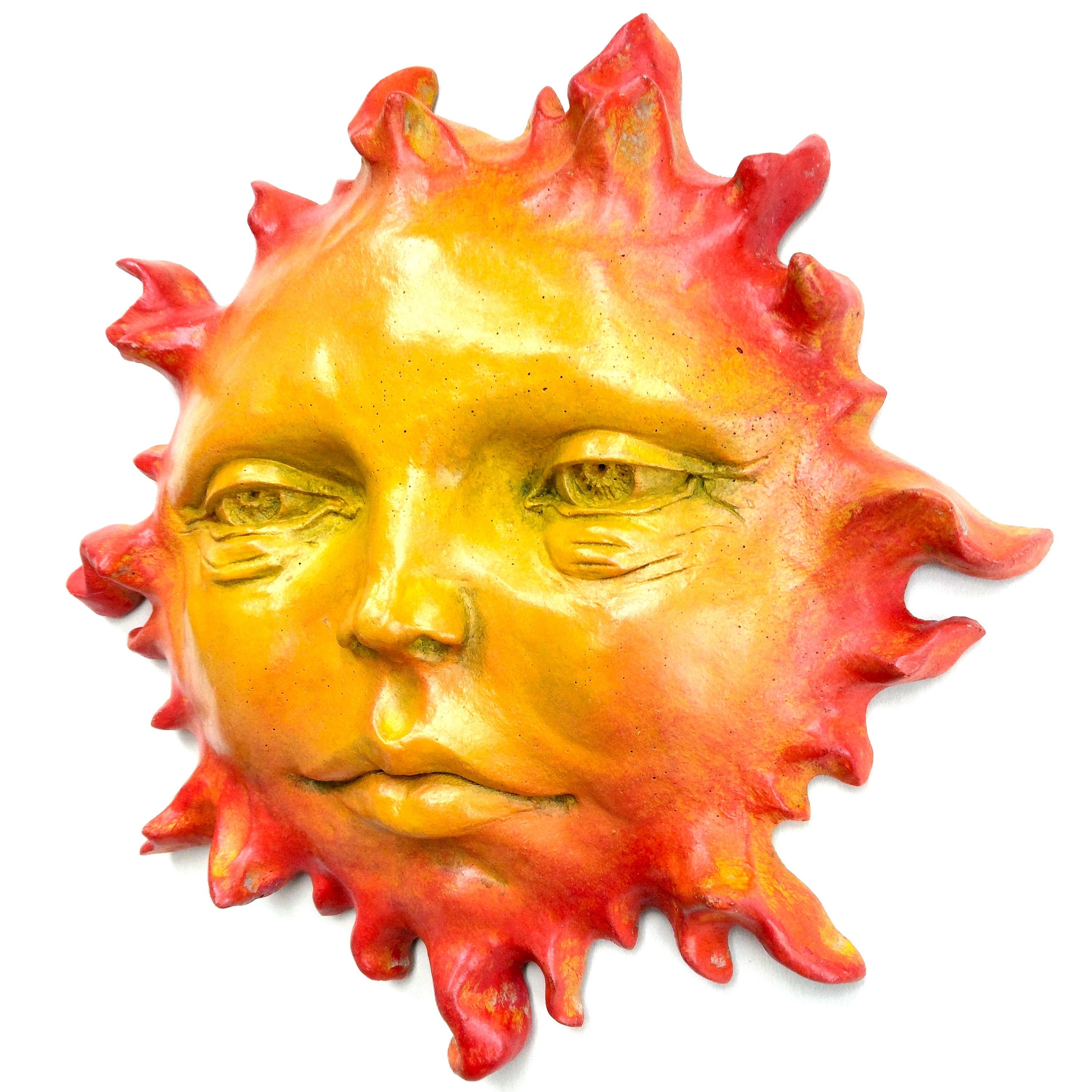 Yellow, Orange & Red Sun Face Sculpture, 11