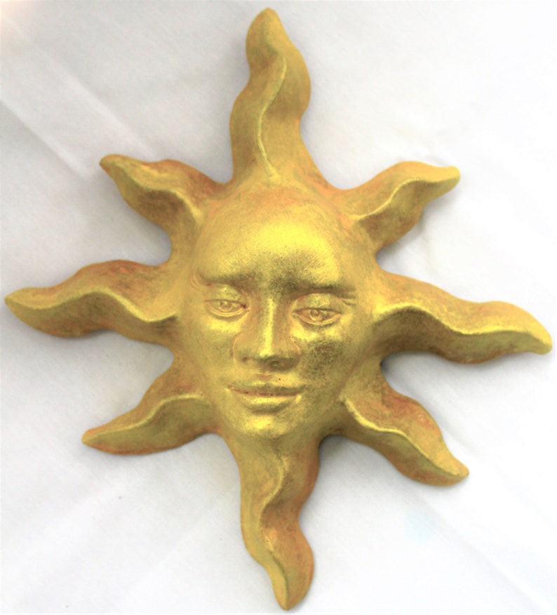 11 Handmade Golden Sun Face Wall Sculpture for Home Etsy