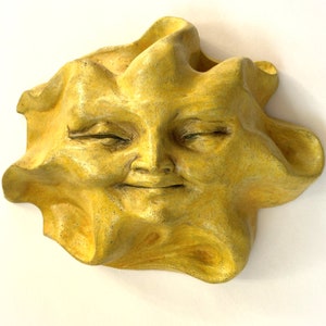 Handmade Original Sun Face Wall Sculpture, Ready-to-Hang Figurine-style Wall Ornament, Home Decor Artwork Accent, Cute Gift