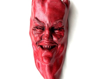 Red Hot Chili Pepper Face, Handmade Garden Sculpture, a Unique Sculpture for Indoor or Outdoor Home Decor