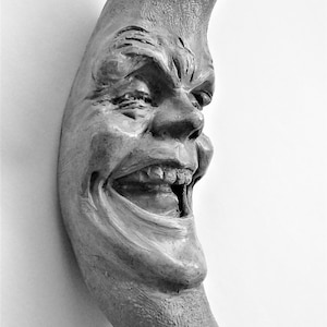 9&quot; Handmade Laughing Moon Ornamental Wall Sculpture, an Indoor/Outdoor Decor Accent, Weatherproof and Ready to Hang