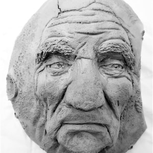 Handmade Wise Old Man in the Moon, a Handmade Wall Sculpture Ready to Hang, by Claybraven