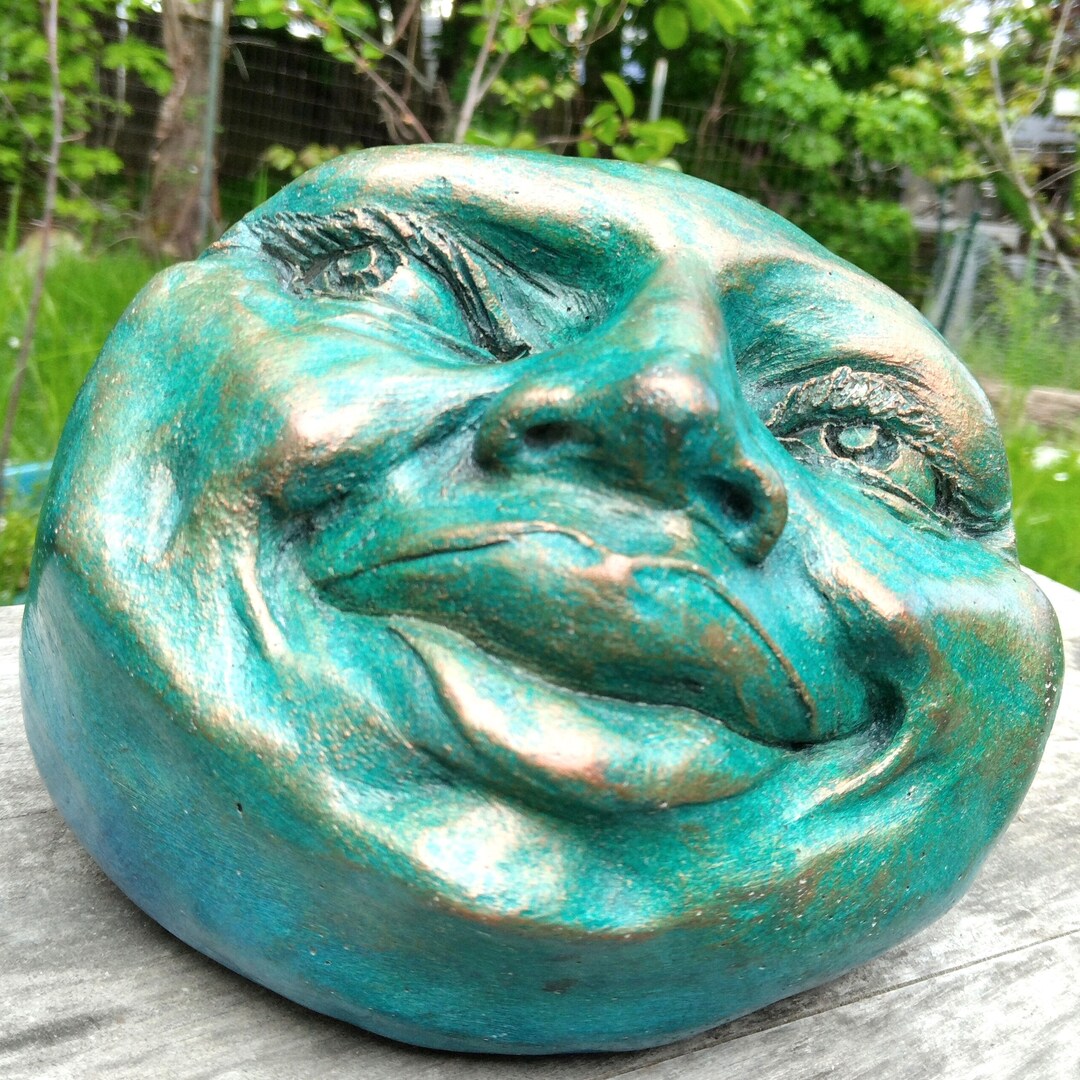 Cute Collectible Rock Sculpture, Handmade Weatherproof Stone Decoration