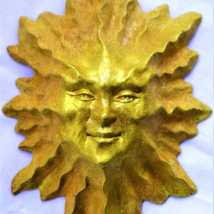 Ornamental 8&quot; Sun Face Wall Sculpture, Original Home Decor Artwork by Claybraven