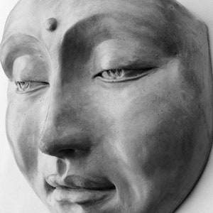 Tranquil Zen Buddha Wall Sculpture, Cast Stone Spirit Decor