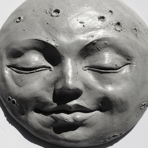 Full Moon Wall Sculpture, 9&quot; Statuary-style Indoor-Outdoor Wall Art for Home Decor, by Claybraven