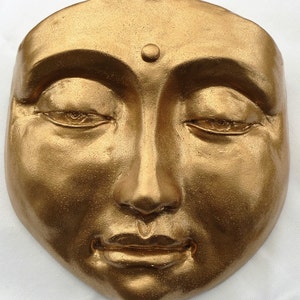 Golden Buddha, a Healing Tranquil Meditative Indoor/Outdoor Sculpture, Cast Stone Spiritual Decor