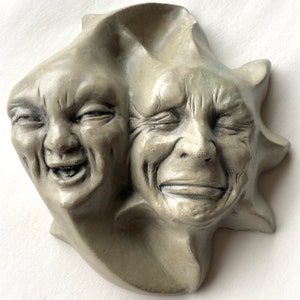 8&quot; Sun & Moon Folk Art Object, a Handmade Wall Sculpture by Claybraven
