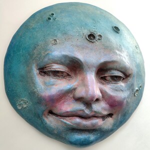 Einzigartiger handgemachter Vollmond, ruhige Wanddekoration, klassisches Kunstwerk für drinnen und draußen