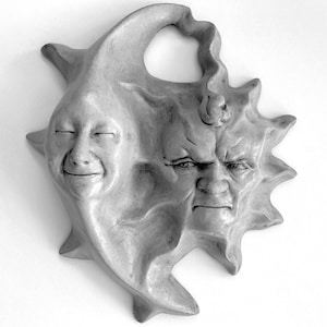 Sun & Moon: a 10&quot; Ready-to-Hang Wall Sculpture, Home Decor by Claybraven