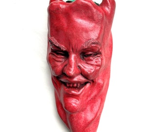 Red Hot Chili Pepper Wandskulptur für Küche, Esszimmer, Gartendekor, einzigartige wetterfeste Wandkunst, fertig zum Aufhängen für drinnen oder draußen