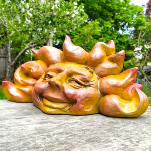 Unique Garden Sun Sculpture, a Soulful Original in Weatherproof Cast Stone, Totally Handmade, Offered by Artist