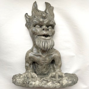 Flaming-Headed Gargoyle Sculpture, Garden Decoration by Claybraven