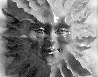 8" Handmade Sun Face Wall Decor Sculpture, Ready to Hang