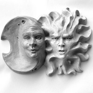 Sun & Moon Wall Sculpture, Ready to Hang, Original by Claybraven