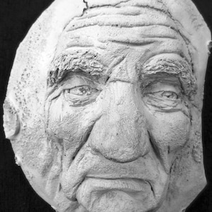 Handmade Wise Old Man in the Moon, an Indoor/Outdoor Wall Sculpture by Claybraven