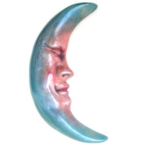 Blue Crescent Moon Sculpture for Home and Garden, Great Gift!