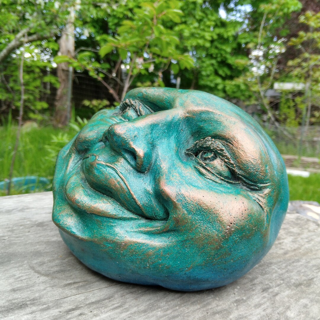 Cute Collectible Rock Garden Sculpture, Handmade Weatherproof Stone