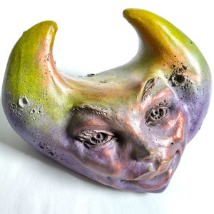 Original Mystery Moon, a Handmade Collectible Knick-Knack in Weatherproof Cast Stone, Signed Artwork, Offered by the Sculptor