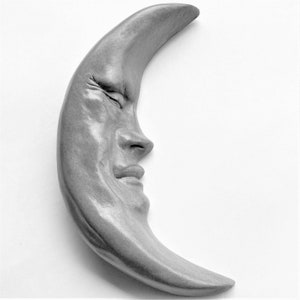 Handmade 10&quot; Crescent Moon Ornamental Wall Sculpture, a Weatherproof Decor Accent Ready to Hang, Collectible Signed Artwork