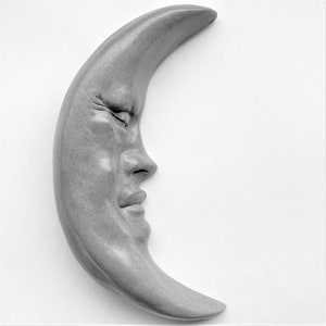 Crescent Moon Sculpture in Cast Stone for Home and Garden, Great Gift!