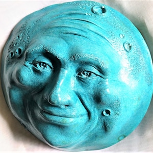 Full Moon Wall Sculpture Figurine for Home and Garden by Claybraven