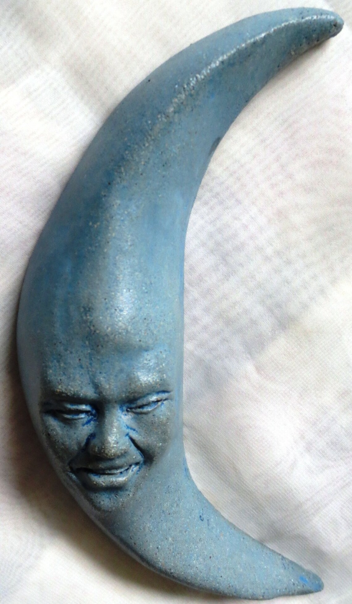 Blue Crescent Moon Man Home Interior Accent Uniqe Handmade Etsy